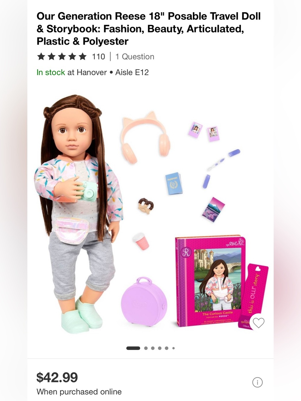 Our Generation ‘Reese’ 18 inch Travel Doll & Accessories
